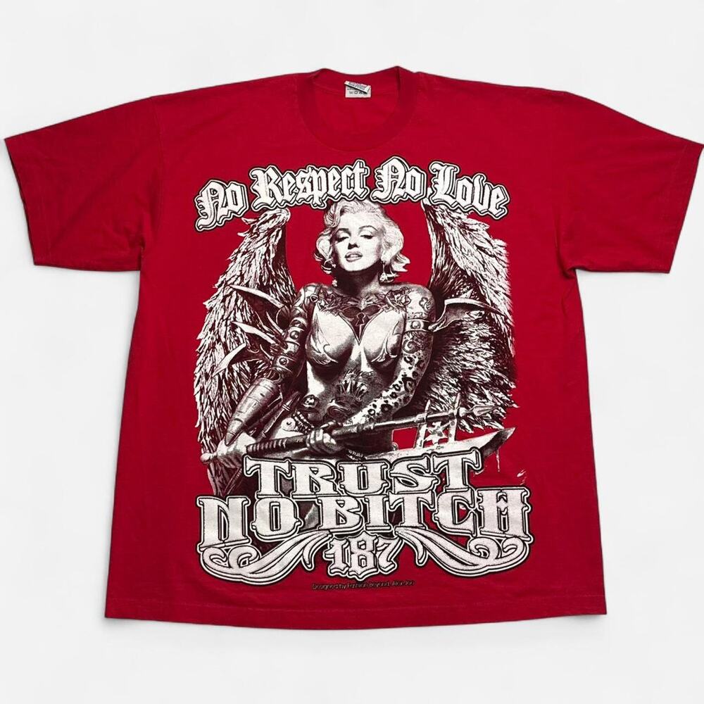 Y2K Trust Nobody Marilyn Monroe Dragon Double Sided Graphic Tee Red 4XL